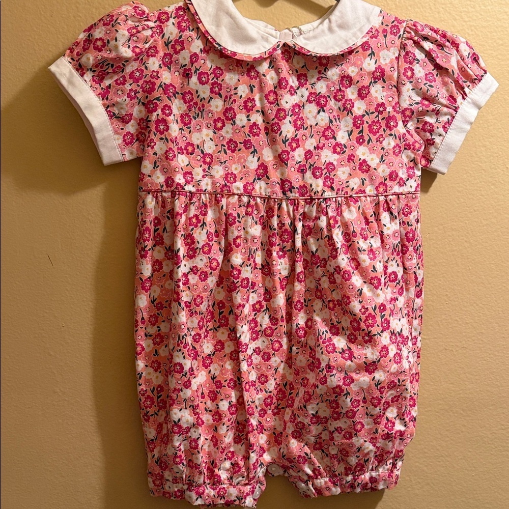 Rachel Riley Pink and White Floral Peter Pan Collar bubble